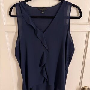 Banana Republic Deep Blue Ruffle Blouse
